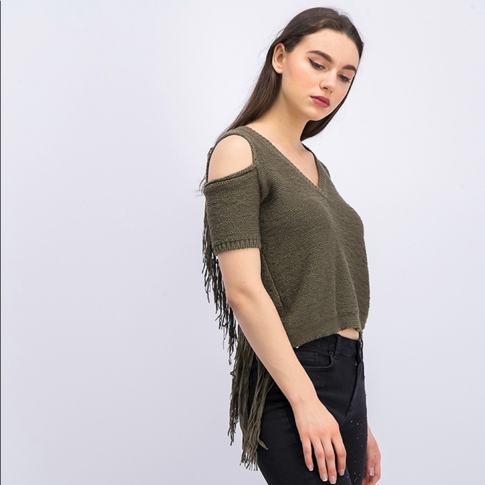 BCBG MaxAzria Fringe Knit Top